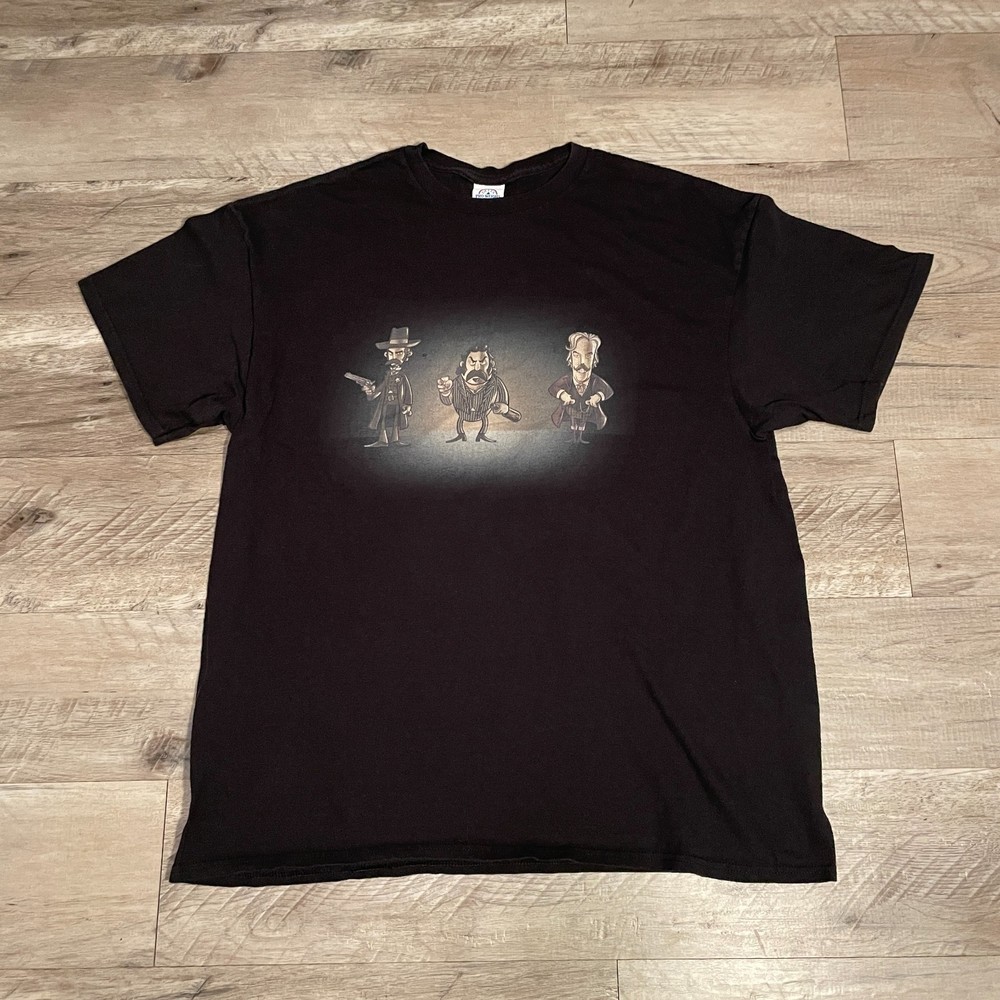 Vintage Mobster Graphic T-Shirt Black Size XL